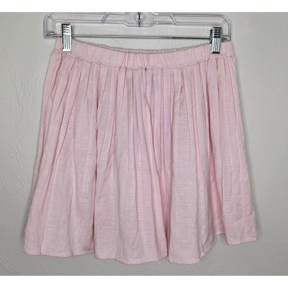 NEW w/Tags Sofie The Label Pleated Skirt Women's Medium Pink Linen Blend Preppy - Picture 2 of 9